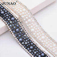 JUNAO 5หลา * 18มิลลิเมตรสีขาวสีดำมุกตัดโซ่คริสตัลผ้า R Hinestones ริบบิ้นแก้วแก้ไขด่วน S Trass เทปสำหรับ DIY ชุดงานฝีมือ