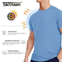 TACVASEN UPF 50ฤดูร้อนนุ่มเสื้อยืดผู้ชายป้องกันรังสียูวีผิวป้องกันแสงแดดประสิทธิภาพเสื้อยิมกีฬาตกปลาสบายๆ Tee ท็อปส์