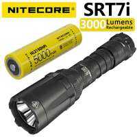 NITECORE SRT7I 3000 lumen flashlight i  can be charged using USB  and the packaging includes a 5000mA battery Rechargeable  Flashlights