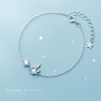 Modian Sparking AAA Zircon Chain สำหรับผู้หญิงสร้อยข้อมือยูนิคอร์นคริสตัลสี925เงินสเตอร์ลิงเครื่องประดับอันประณีต