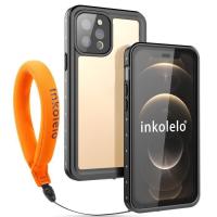 （ใหม่）เคสกันน้ำ Inkolelo iPhone 12 Pro ในตัว IP68หน้าจอปิดผนึกเต็มรูปแบบกันกระแทกสำหรับฤดูร้อนว่ายน้ำดำน้ำสีดำ