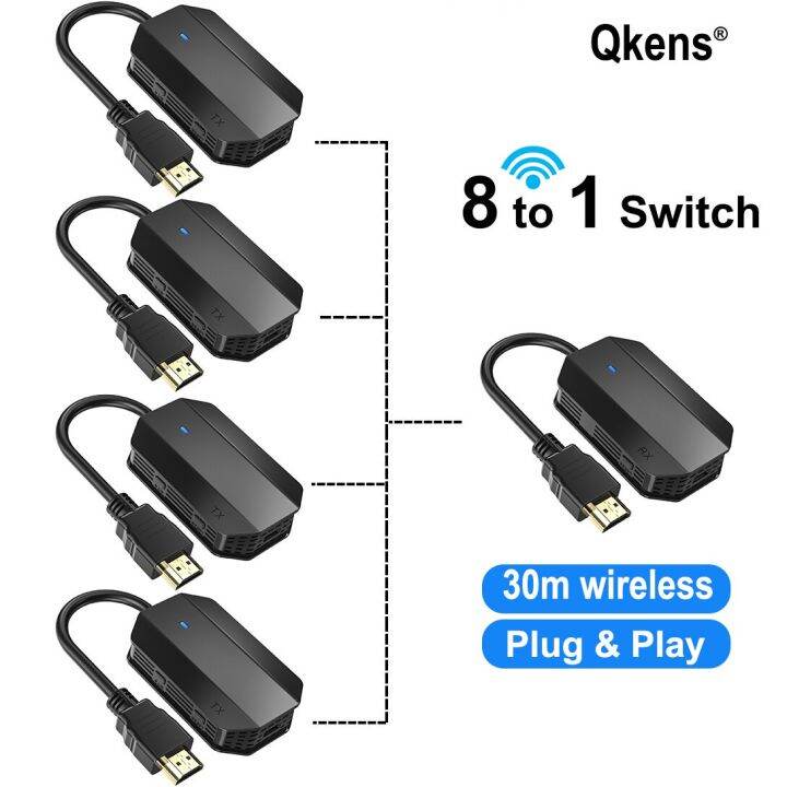 30m Multi To One Switch Wireless HDMI Transmitter Receiver Extender Share Audio Video for Camera