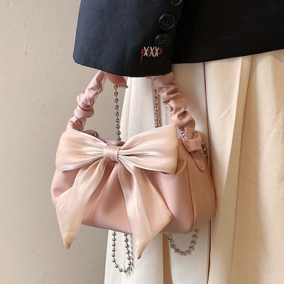 Texture female small bag in the summer of 2022 the new single shoulder slope bag fashion mobile bowknot clouds package