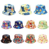 {You have a hat} ของขวัญเซอร์ไพรซ์ Topi Bucket มะนาวผลไม้สองด้านสำหรับทุกเพศหมวกชาวประมง