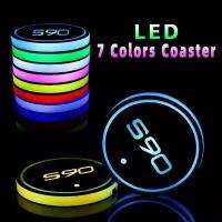 ☞◘ 2pcs Car 7 Colorful Intelligent Led Water Cup Luminous Coaster For Volvo S90 Auto Access Soris