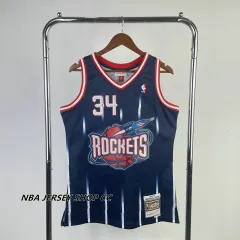 34 HAKEEM OLAJUWON Houston Rockets NBA Center Red M&N Throwback