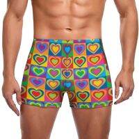 Colorful Heart Print Swimming Trunks Pop Art Hearts Elastic Custom Swim Boxers Push Up Beach Man Swimwear Swimwear