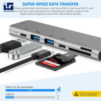 SPH Aluminium Dual Usb-C Hub 7-In-1 Usb 3.1 Adapter Base Sd Card Reader สีเงิน