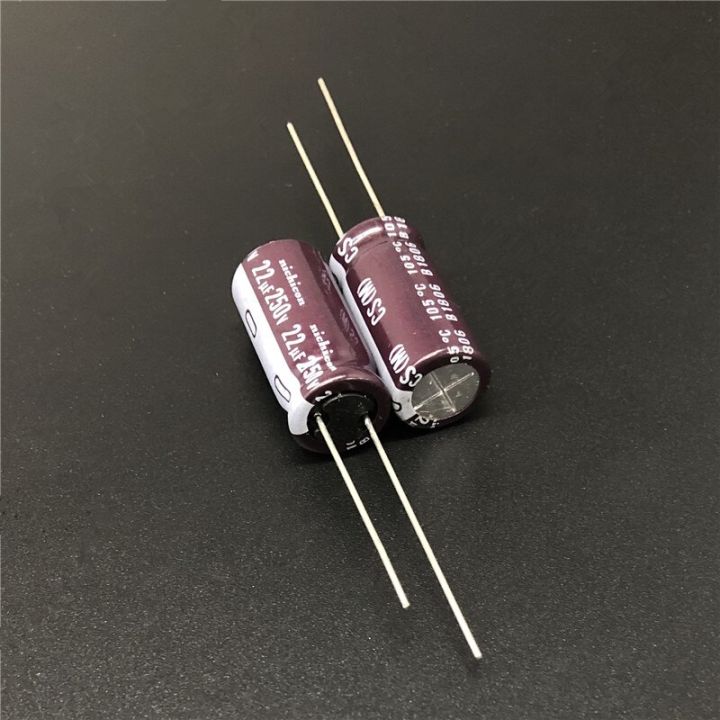 10pcs-100pcs-22uf-250v-nichicon-cs-series-10x20mm-high-ripple-current-high-reliability-250v22uf-aluminum-electrolytic-capacitor