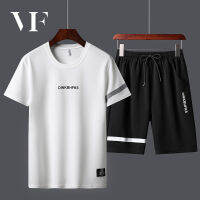 VFAL058 VFASION ฤดูร้อนชุดกีฬาลำลองผู้ชายแขนสั้นเสื้อยืดเสื้อยืดเยาวชนเกาหลีสองชิ้นชาย