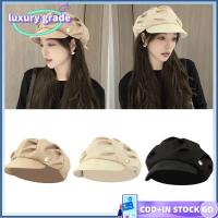 LUXURY GRADE ชั้นชั้นๆ หมวกทรงแปดเหลี่ยม กันลม สีทึบทึบ หมวกเด็กขายหนังสือพิมพ์ เรโทร ระบายอากาศได้ระบายอากาศ หมวกเบเร่ต์แบบมีจีบ ผู้หญิงผู้ชาย