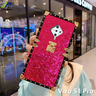 JieFie สำหรับ VIVO S1 Pro / S7 / V20 Pro เคสลายกากเพชรเคสโทรศัพท์โครเมี่ยมเหลี่ยม-กันชนชุบเคสโทรศัพท์สุดหรู