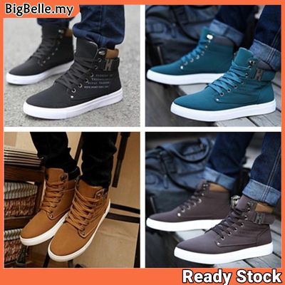 CODff51906at 【Ready Stock】2022 New Mens Shoes Belt Buckle Fashion Korean Style High Tops Sneakers British Style Casual Shoes Canvas Sneakers Nubuck Autumn Shoes