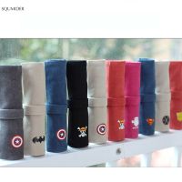 ♠ Creative Superhero Canvas Pencil Case Simple Design Style Zipper Pencil Bags Rolling High-capacity School Supplies Stationery