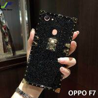 JieFie เคสโทรศัพท์ OPPO F7,เคสกันกระแทกชุบโครเมียมสี่เหลี่ยมผงแฟลชสำหรับโทรศัพท์