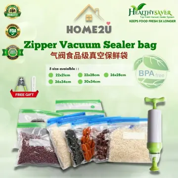 Reusable Vacuum Food Storage Bags Resealable BPA Free Zipper Bags with Air  Valve