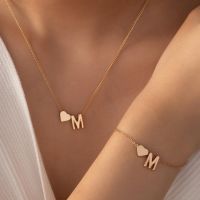 【hot】▲  M Initial Necklace Jewelry Set for Fashion Metal Sets Gifts