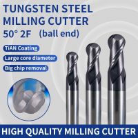 HRC50 2 ขลุ่ยลูกจมูก End Mill เครื่องตัดเหล็กทังสเตน CNC Router Bit Milling เครื่องมือตัด R0.5mm 1mm 3mm 4mm 6mm 10mm