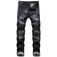 IvaCWwartHigh-quality Men Fashion Distressed Ripped Skinny Jeans Slim Fit Motorcycle Moto Biker Jeans El Denim Hip hop Punk Jeans