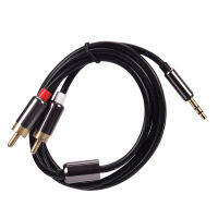 Potey สายเคเบิล RCA สายตัวแยก Y สเตอริโอตัวผู้-2RCA ขนาด3.5มม. สำหรับแท็บเล็ตพีซี