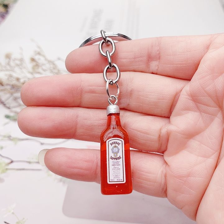 cute-resin-beer-wine-bottle-keychain-assorted-color-for-women-men-car-bag-cocktail-beer-keyring-pendant-accessions-wedding-party