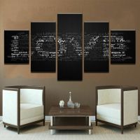 แบบอักษรหลายภาษา Love Letters โปสเตอร์ผ้าใบพิมพ์ภาพวาด Wall Art Decor 5แผง HD พิมพ์ภาพตกแต่งบ้าน