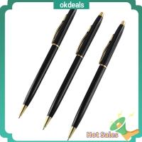 OKDEALS 3แพ็ค ปากกาลูกลื่น บางเฉียบเพรียว หมึกสีดำ ธุรกิจสำหรับธุรกิจ พับเก็บได้ ออฟฟิศสำหรับทำงาน