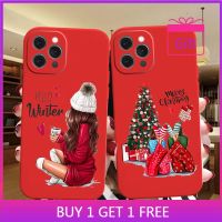 ﹉ↂ✺ Christmas and New Year gift red Phone Case For iPhone 13 Pro 11 Pro Max 12 mini XS XR 6 6S 8 7 Plus fashion girl Cover Fundas