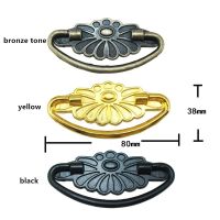 1PC Vintage Flower Alloy Handle Tab Drawer Cabinet Jewelry Box Decorative DIY Furniture HardwareBronze Black Knob80x38mm