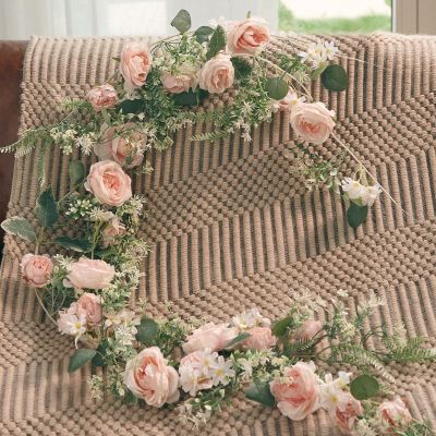PARTY JOY 1.7M Silk Rose Peony Garland Artificial Flowers Eucalyptus Leaves Vines Plants for Wedding Arch Doorways Table Decor