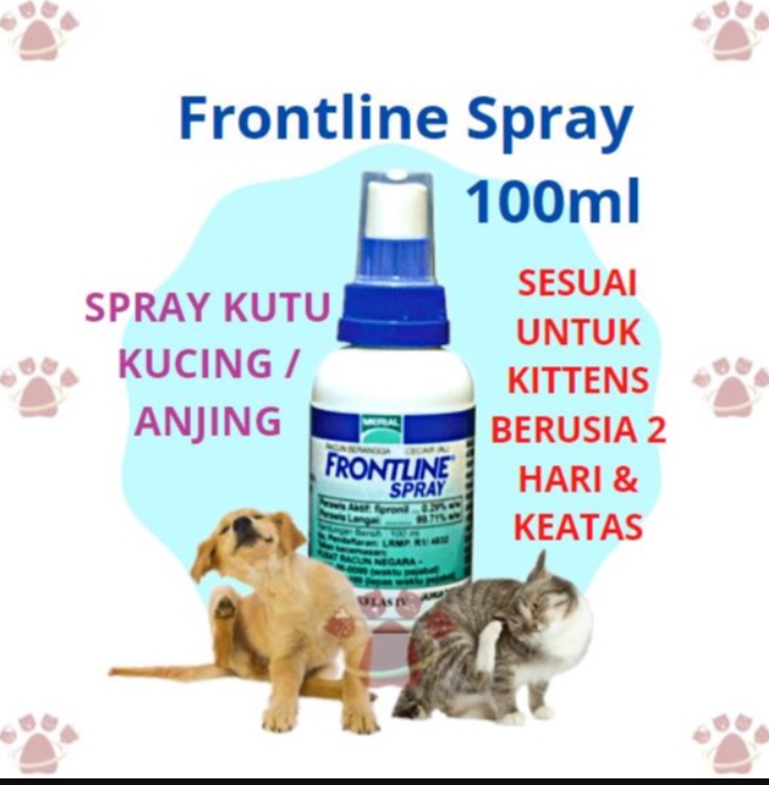 Original FRONTLINE Spray for Cat & Dog Anti Flea & Ticks Kutu (100ml
