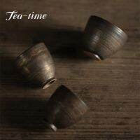 2Pc/Set Handmade Iron Glaze Thin Tire Teacups Retro Ceramic Personal Lager Cup Kung Fu Teaset Tea Bowl Puer Master Cup Chazhan