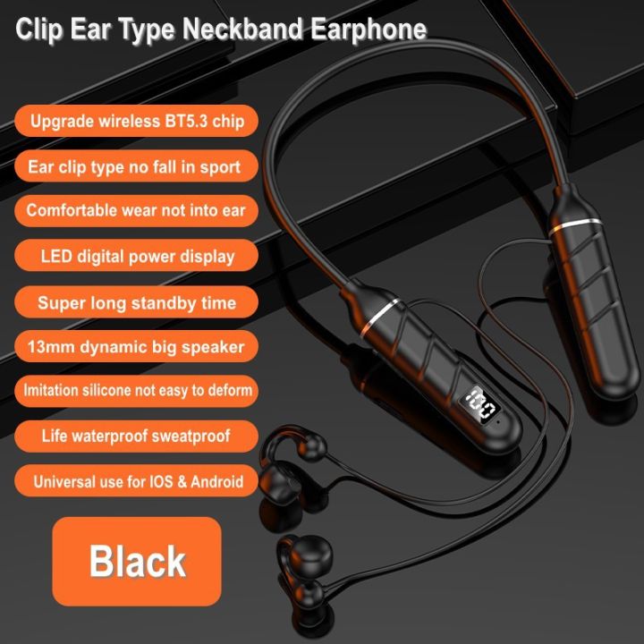 Clip-on Halter Bluetooth Headset Digital Display Non in-Ear