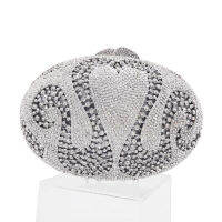 Newest Silver Luxury Crystal Clutch Bags Women Wedding Purse Wristlets Female Bridal pochette Pouch sm107