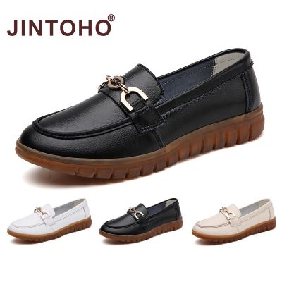 Jintoho】 Comfort ผู้หญิง Sepatu Pantofel Kulit แท้รองเท้าทำงานสีดำไซส์35-40รองเท้ากันลื่นกลางแจ้งใหม่ล่าสุด