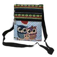 28GD Women Boho Canvas Shoulder Tote Bag Multicolor Owl Print Crossbody Handbag Purse