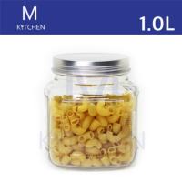 M Kitchen ขวดโหลแก้วทรงเหลี่ยมฝาดีบุก ขนาด 1L