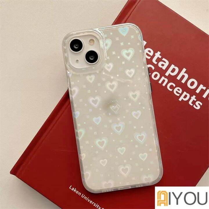 เคสโทรศัพท์มือถือ-แบบใส-ไล่โทนสี-ลายหัวใจ-สําหรับ-14-13-12-x-xs-xr-7-8-se-2020