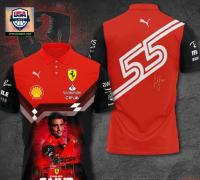 2023 F1 Racing Summer 3D Print F1 Ferrari2023 Summer Street Fashion T-shirt Mens Red Short Sleeve Zip Polo Top 14 high-quality