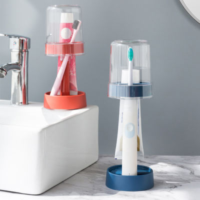 Beusia แปรงสีฟันที่ใส่แปรงสีฟันในห้องน้ำกันฝุ่นชั้นเก็บของถ้วยใส่น้ำยาบ้วนปาก