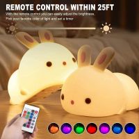 Cute Bunny Night Light for Kids Room, Night Light for Bedroom, Bunny Lamp, Silicone Squishy Girls Night Light, Cute Home Decor
