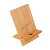 Universal Cell Phone Stand Bamboo Non-Slip Desktop Holder Dock พร้อมรูชาร์จสำหรับโทรศัพท์มือถือทุกรุ่น