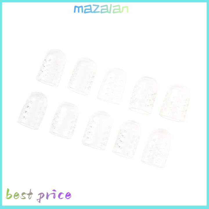 mazalan-10ชิ้นซิลิโคนนิ้วเท้าป้องกันการเสียดสีระบายอากาศที่หุ้มเท้าป้องกันแผลพุพองที่รองปุ่มหัวแม่เท้าดูแลเท้าเล็บเท้าด้วย