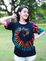 เสื้อมัดย้อมสีดำ ผ้าคอตตอน100% (ย้อมสีทุกตัว ไม่ใช่พิมพ์ลาย)  รหัส A09