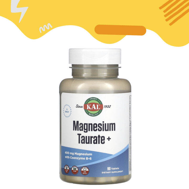 KAL, Magnesium Taurate +, 200 mg, 90180 Tablets Lazada.co.th