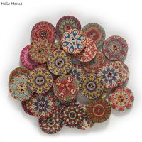 50/100pcs Retro Series Painted Round Wood Buttons Handwork Sewing Scrapbook Clothing Crafts Accessories Gift Card 15-25mm
