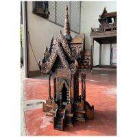 บ้านไม้ทรงไทย จตุรมุข 2 ชั้น ขนาดสูง 70 x ฐาน 40 x 40 ซม. ศาลพระภูมิไม้ Spirit House #5 บ้านโมเดิร์นล้านนา ทำจากไม้สัก งานทำมือ จัดส่งดี ปลอดภัย 100%