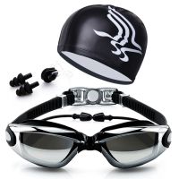 Adult Swimming Glasses Kit Coated Lens Anti Fog Swim Goggles+Cap+Case+Nose Clip+Ear Plugs Waterproof  Anti-fog Eye Protection Goggles