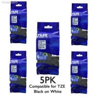 ■❆ 5PK 6/9/12/18/24mm Black on White Laminated Label Tape Replacement for Brother TZE-231 TZe-251 Tze-241 for Brother Label Maker