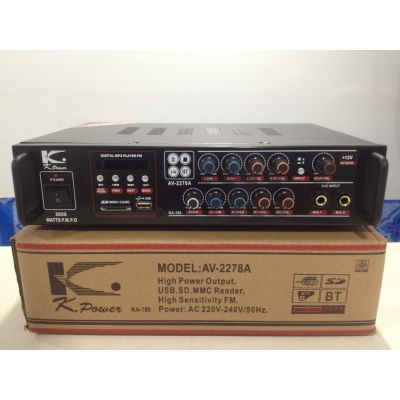 (Wowwww++) เครื่องขยายเสียง Power Amplifier 1000W Watts K power AV-2278A USB SD card FM Radio Bluetooth 2Mic input AUX input output ราคาถูก เครื่อง ขยาย เสียง เครื่องขยายเสียง หูฟัง อื่น ๆ